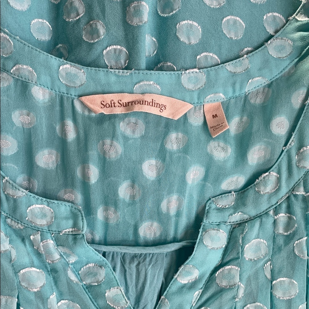 Soft Surroundings Aqua Calm Dot Blouse - Picture 6 of 7
